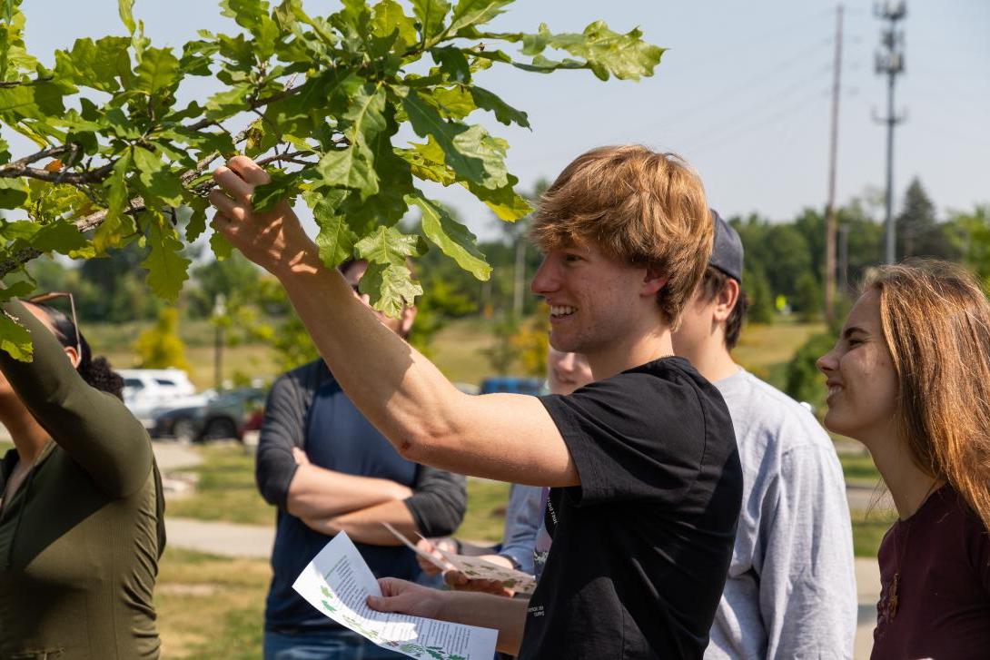 students outside during sustainability class